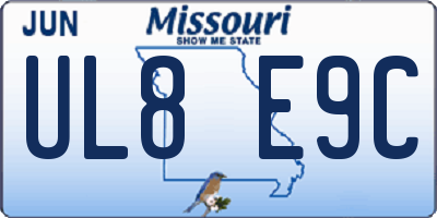 MO license plate UL8E9C