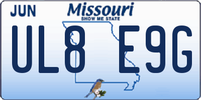 MO license plate UL8E9G