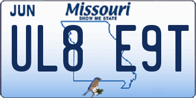 MO license plate UL8E9T