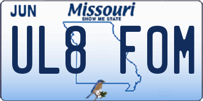 MO license plate UL8F0M