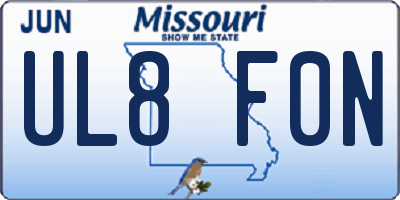 MO license plate UL8F0N