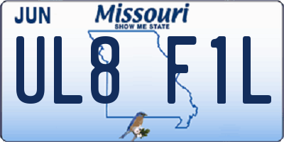 MO license plate UL8F1L