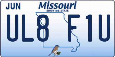MO license plate UL8F1U