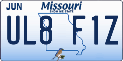 MO license plate UL8F1Z