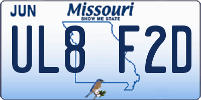 MO license plate UL8F2D