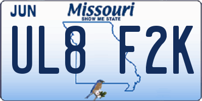 MO license plate UL8F2K