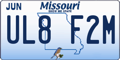 MO license plate UL8F2M