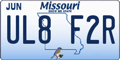 MO license plate UL8F2R