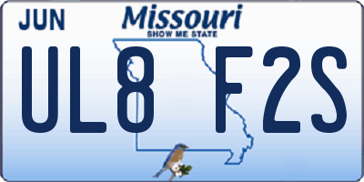 MO license plate UL8F2S