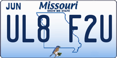 MO license plate UL8F2U