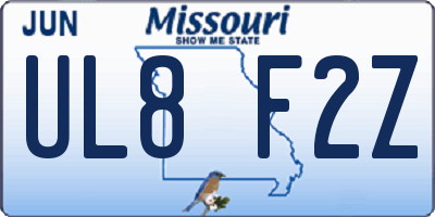 MO license plate UL8F2Z