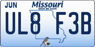 MO license plate UL8F3B