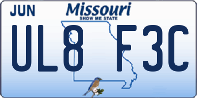 MO license plate UL8F3C
