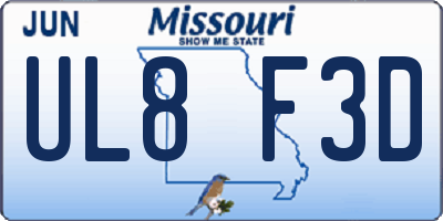 MO license plate UL8F3D