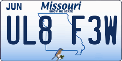 MO license plate UL8F3W