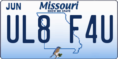 MO license plate UL8F4U