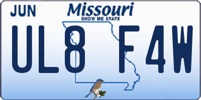 MO license plate UL8F4W