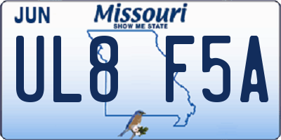 MO license plate UL8F5A