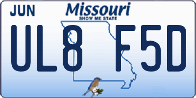 MO license plate UL8F5D