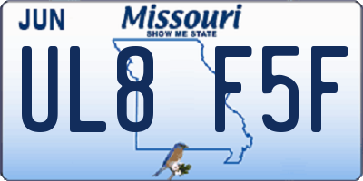 MO license plate UL8F5F