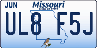 MO license plate UL8F5J