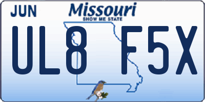 MO license plate UL8F5X