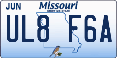 MO license plate UL8F6A