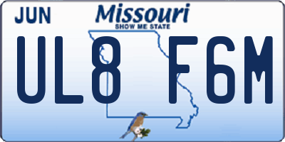 MO license plate UL8F6M