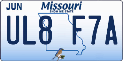 MO license plate UL8F7A