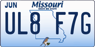 MO license plate UL8F7G
