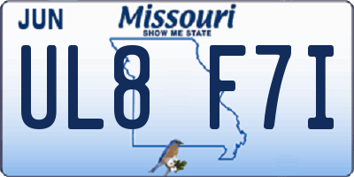 MO license plate UL8F7I