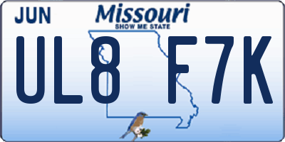 MO license plate UL8F7K