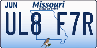 MO license plate UL8F7R