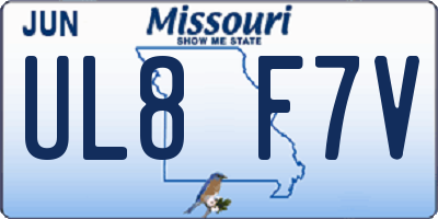 MO license plate UL8F7V