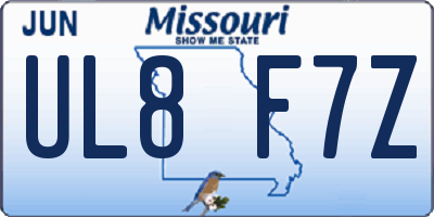 MO license plate UL8F7Z