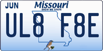 MO license plate UL8F8E