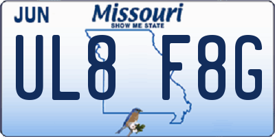 MO license plate UL8F8G