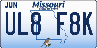 MO license plate UL8F8K