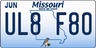 MO license plate UL8F8O