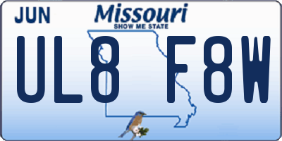 MO license plate UL8F8W