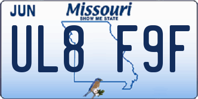 MO license plate UL8F9F