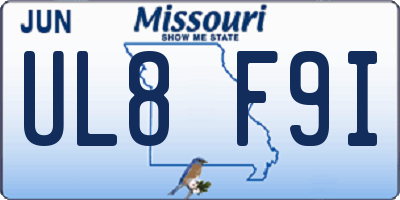 MO license plate UL8F9I