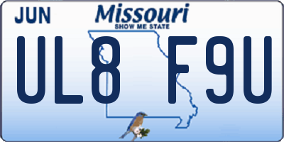 MO license plate UL8F9U