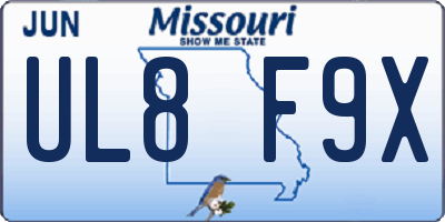 MO license plate UL8F9X