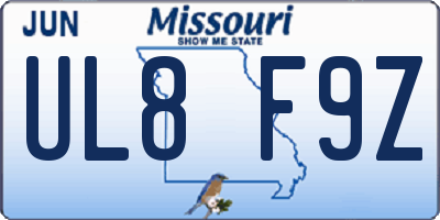 MO license plate UL8F9Z