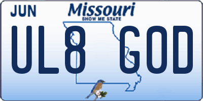 MO license plate UL8G0D