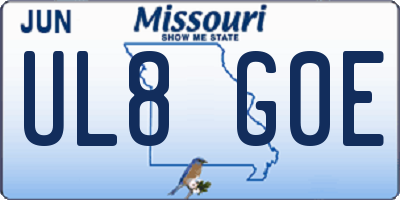 MO license plate UL8G0E