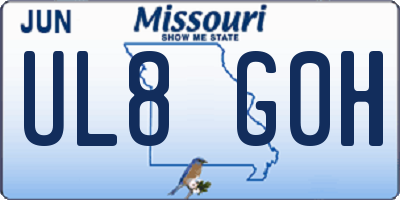 MO license plate UL8G0H
