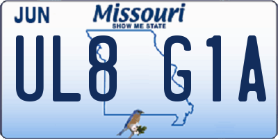 MO license plate UL8G1A