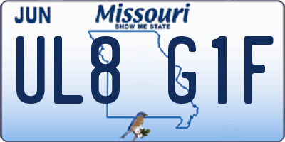 MO license plate UL8G1F